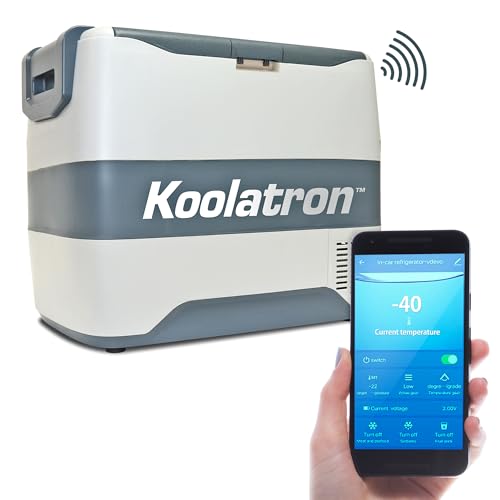 Koolatron 40L Portable Car Refrigerator Freezer with Bluetooth Controls, 12V DC/220V AC Cords Included, Compressor Cooling with Range -22 to 10°C, Travel, Bar, Camping Fridge (Grey)