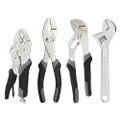Amazon Basics 4-piece Plier and Wrench Set with 17.78CM Locking Plier, 20.32CM Slip-joint Plier, 20.32CM Groove Joint Plier, and 20.32CM Adjustable Wrench