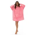 Royal Comfort Snug Hoodie Nightwear Super Soft Reversible Coral Fleece 750GSM - Cozy Oversized Loungewear for All Ages, (One Size, Pink)
