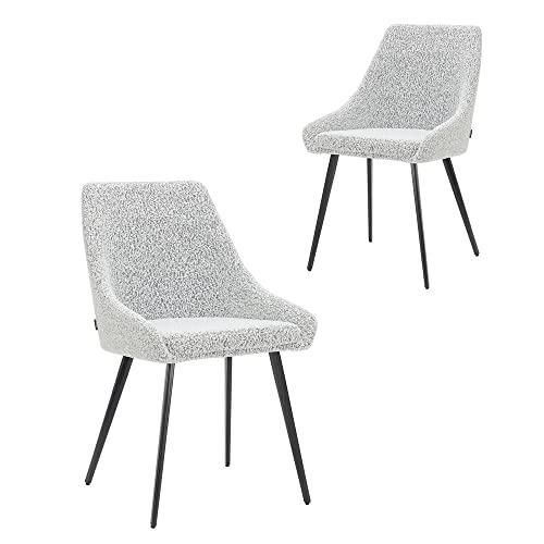 Simplife Shogun Boucle Fabric Dining Chair 2-Pieces Set, Black/White