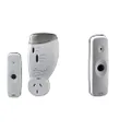 HPM D641 Series Long Range Flashing Light Plug in Wireless Door Chime + D641 Series Door Chime Bell Press White