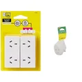 HPM D2/2WE Left and Right Extend 10A 2400W Double Adaptor 2-Pieces, White + Tagged Adaptors, White