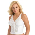 Exquisite Form Front Close Bustier Longline Posture Bra with Lace, Size 34B, White