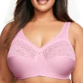 Glamorise Women's Plus Size MagicLift Moisture Control Bra Wirefree #1064, Pink Heather, 44F