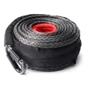 FieryRed Synthetic Winch Rope 26M, 23,809LBS/10,800KG Load Capacity, Winch Line Cable 10MM Diameter with UV Resistant Nylon Protect Sleeve for ATV UTV SUV (Black)