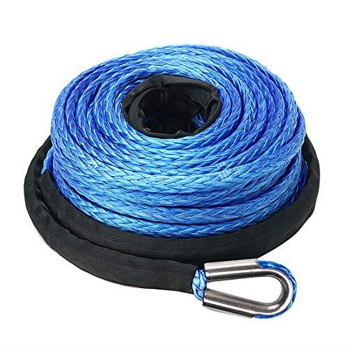 FieryRed Synthetic Winch Rope 26M, 23,809LBS/10,800KG Load Capacity, Winch Line Cable 10MM Diameter with UV Resistant Nylon Protect Sleeve for ATV UTV SUV (Blue)