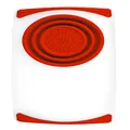 Dexas Over The Sink Poly Cutting Board with Collapsible Colander Strainer, 11.5 x 20,Natural/Red