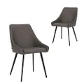Simplife Shogun Faux Leather Dining Chair 2-Pieces Set, Dark Grey