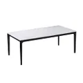 Simplife Otway Natural Marble Dining Table with Black Legs, 200 cm, White