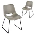 Simplife Sleigh Faux Leather Dining Chair 2-Pieces Set, Light Grey