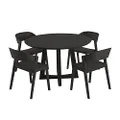 Simplife Sloan Round Timber Dining Table and Moooi Dining Chair 4 Seater Set, Black