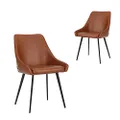 Simplife Shogun Faux Leather Dining Chair 2-Pieces Set, Tan