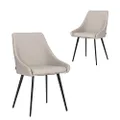 Simplife Shogun Faux Leather Dining Chair 2-Pieces Set, Light Grey