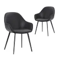 Simplife Fido Faux Leather Dining Chair 2-Pieces Set, Black