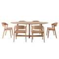 Simplife Sloan Oval Timber Dining Table and Moooi Dining Chair 6 Seater Set, Natural