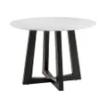 Simplife Sloan Natural Marble Round Dining Table with Black Leg, 100 cm Diameter, White