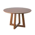 Simplife Sloan Round Timber Dining Table, 120 cm Diameter, Walnut, Dark Brown