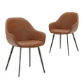 Simplife Fido Faux Leather Dining Chairs 2-Pieces Set, Tan