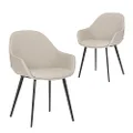 Simplife Fido Faux Leather Dining Chair 2-Pieces Set, Light Grey
