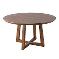 Simplife Sloan Round Timber Dining Table, 150 cm Diameter, Walnut, Dark Brown