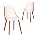 Simplife Sarah Faux Leather Dining Chair 2-Pieces Set, White