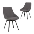 Simplife Nemo Swivel Waterproof Fabric Dining Chair 2-Pieces Set, Dark Grey