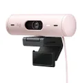 Logitech Brio 500 Full HD Webcam with Auto Light Correction,Show Mode, Dual Noise Reduction Mics, Webcam Privacy Cover, Works with Microsoft Teams, Google Meet, Zoom, USB-C Cable - Rose