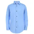 Calvin Klein Boys' Long Sleeve Sateen Dress Shirt, Style with Buttoned Cuffs & Shirttail Hem, Light Blue, 14
