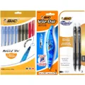 BIC Writing Essentials Bundle - BIC Round Stic Ballpoint (1.0 mm) - Assorted (10 pack), Fun Gel-ocity Original Black (0.7 mm) (2 pack), Wite Out Exact Liner Correction Pen
