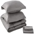Queen Comforter Set 8 Piece Bed in a Bag with Bed Skirt, Fitted Sheet, Flat Sheet, 2 Pillowcases, 2 Pillow Shams, Queen, Greek Key Gray