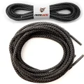 IRONLACE Unbreakable Round Bootlaces - Indestructible, Waterproof & Fire Resistant Boot & Shoe Laces, 1500-Pound Breaking Strength/Pair, Black, 96-Inch, 3.2mm Diameter, 1-Pair