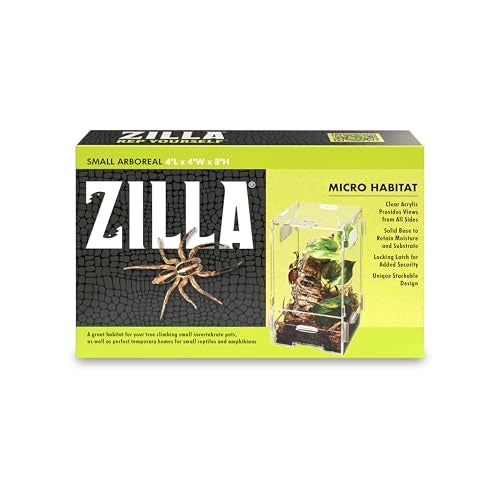 Zilla Micro Habitat Terrarium Enclosure for Small Tree Dwelling Reptiles, Amphibians, Spiders & Other Invertebrates, Small