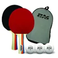 Stag Tournament Table Tennis Playset | (White) Wood | ITTF Approved Rubber | 2 Rackets & 3 Balls | Table Tennis Rackets and T.T Balls Included