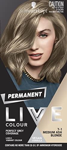 Schwarzkopf LIVE COLOUR Permanent Hair Colour, 7.1 Medium Ash Blonde, 115 ml