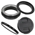 Fotodiox 52mm Macro Reverse Ring Filter Kit Compatible with 52mm Filter Thread Lenses to Nikon F-Mount Cameras - with UV Filter, Mechanical Aperture Control Adapter, and Cap