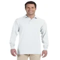 Jerzees Men's Long Sleeve Polo Shirts, SpotShield Stain Resistant, Sizes S-2X, White, Medium