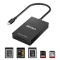 XQD SD Card Reader, Rocketed C Type XQD/SD Card Reader Dual Slot Memory Card Reader, Compatible with Sony G/M Series, Lexar USB Mark Card, Sony G Series, SD Card/SDHC Card for Windows/Mac OS