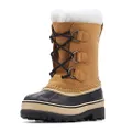 SOREL - Youth Caribou Waterproof Winter Boot for Kids with Fur Snow Cuff, Buff, 5 Big Kid