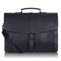 Estarer Mens Leather Briefcase 15.6 Inch Laptop Satchel Messenger Bag for Business Work Office, Black, 15 - 15.6 Inch, Retro