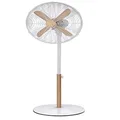 Russell Hobbs RHMPF1601WDW 16 Inch Scandi Electric Pedestal Fan, Tall Standing Fan, 1 m to 1.25 m Height, 3 Speed Settings, Oscillating Fan and Adjustable Tilt, 60W, White and Wood Effect