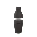 KeepCup Cup-to-Bottle Kit - Insulated Leakproof Travel Mug with Sipper Lid & Dual Open Water Bottle | 530ml Bottle to 12oz Cup - Black