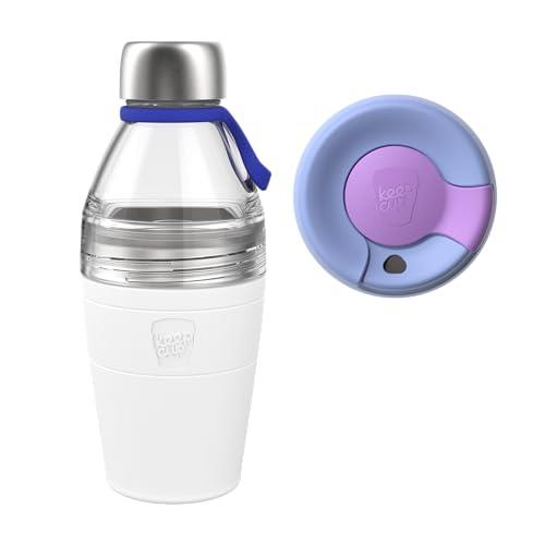 KeepCup Cup-to-Bottle Kit - Insulated Leakproof Travel Mug with Sipper Lid & Dual Open Water Bottle | 530ml Bottle to 12oz Cup - Twilight