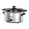 Russell Hobbs 3.5L Stainless Steel Electric Slow Cooker - Cooks Upto 4 portions, 3 Heat Settings, high/Low/Keep Warm, Removable Ceramic Pot for Easy Cleaning, Glass lid, Energy Saving, 160W, 23200