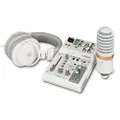 Yamaha AG03MK2 Live Streaming Mixer with YCM01 Microphone and YH-MT1 Studio Headphone, White