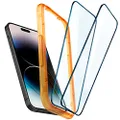SPIGEN AlignMaster Full Cover Screen Protector Designed for iPhone 14 Pro Screen Protector 6.1-inch Auto Align Technology Tempered Glass [2-Pack] - Black