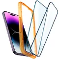 SPIGEN AlignMaster GLAS.tR Full Cover Designed for Apple iPhone 14 Pro Max Screen Protector (2022)[6.7-inch] Auto Align Technology Tempered Glass [2-Pack] - Black