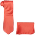 Stacy Adams Men's Satin solid Tie Set, Coral, One size