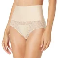 Maidenform Women's Tame Your Tummy Shaping Lace Brief with Cool Comfort DM0051, Transparent Nude Lace, Large