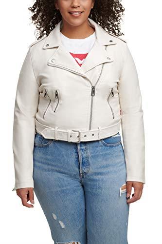 Levi's Women's Core Faux Leather Belted Motorcycle Jacket (Standard and Plus Sizes), Oyster, XX-Large