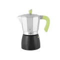 Habi Aluminium Caffè Coffee Maker, 9 Cup Capacity, Black/Green
